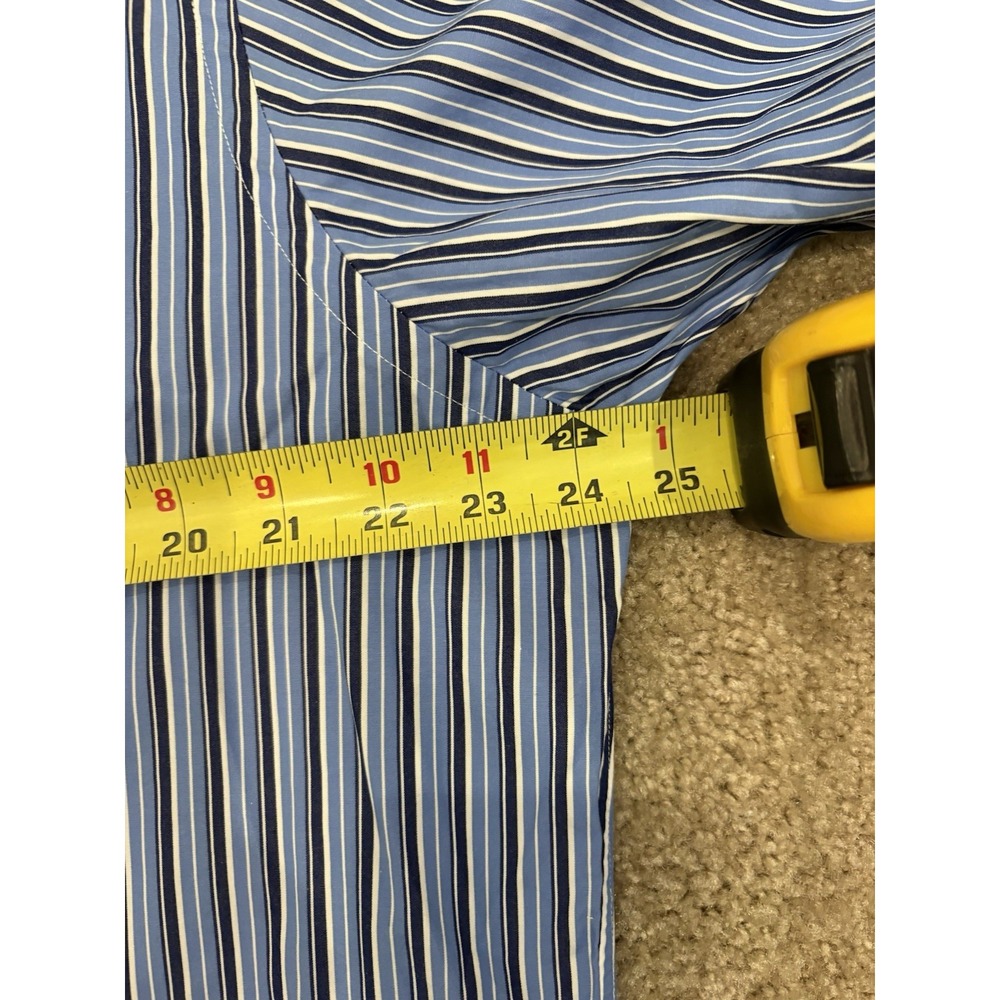 Polo Ralph Lauren Classic Fit Button Down Shirt Blue Striped Men's XL Cotton - Picture 7 of 8